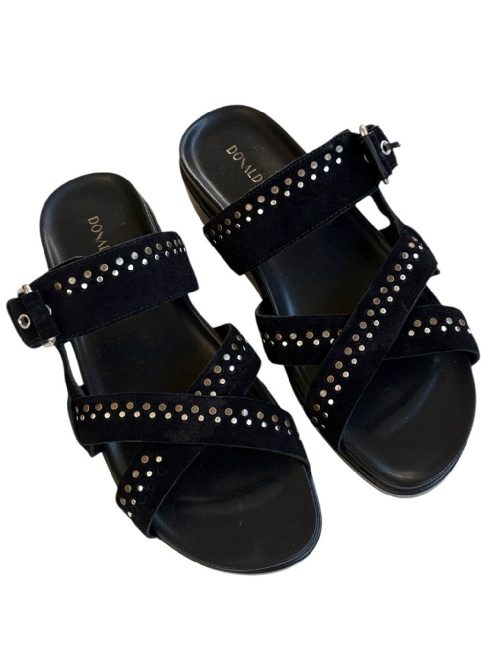 NWOT Donald J. Pliner Leather Faraz Studded Sandals Black Size 9